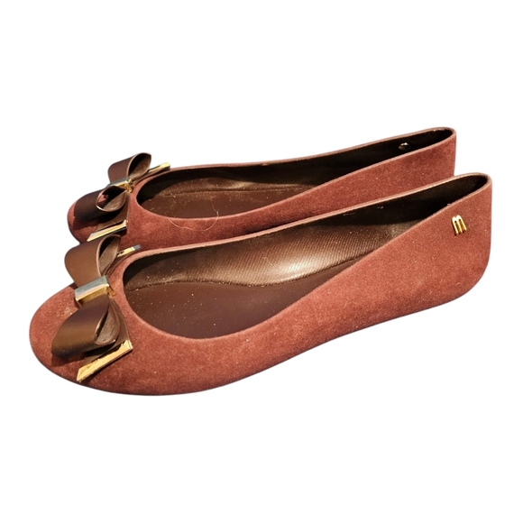 Melissa Velvet Purple Bow Rubber Flats US 9 EU 40 - Picture 2 of 8